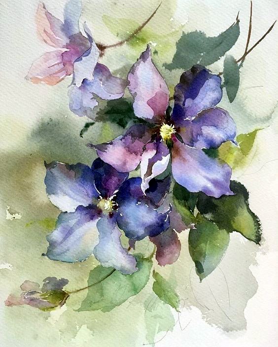 Fleurs à l'aquarelle - Emma l 