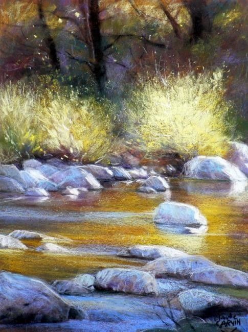 Les galets dans la rivière - Pastel sec - Laurent B