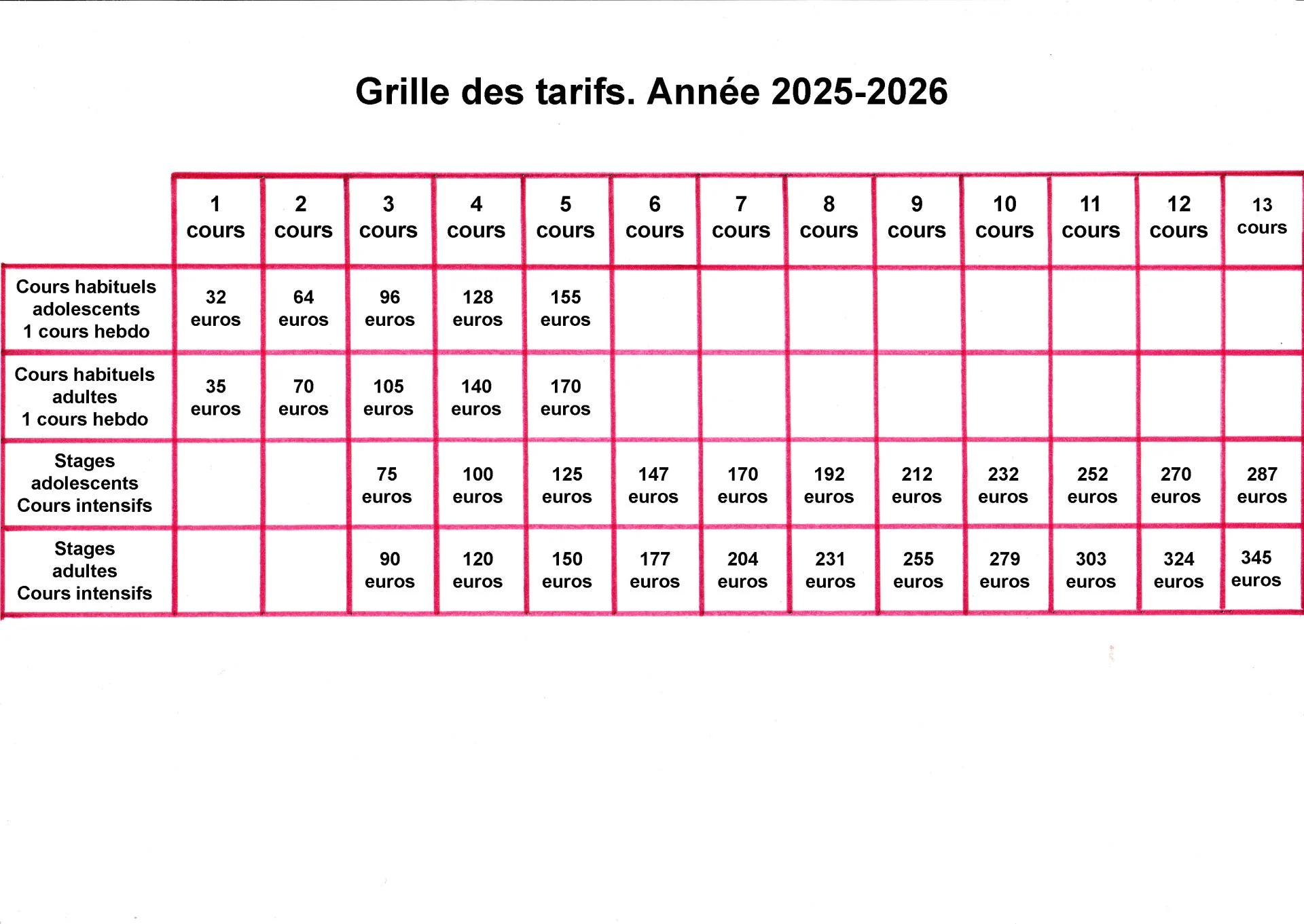 Grille des tarifs annee 2025 2026 copie